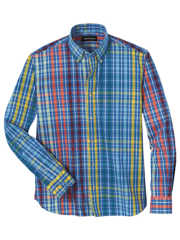 Cotton Plaid Casual Shirt - Blue Multi sold by Paul Fredrick