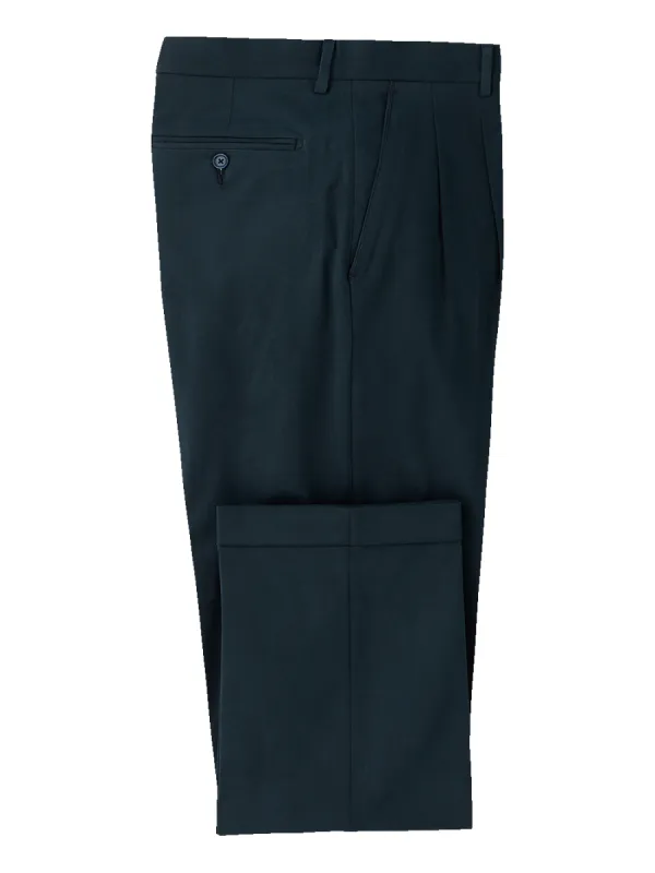 Classic Fit Cotton Stretch Twill Pleated Pants - Ink sold by Paul Fredrick