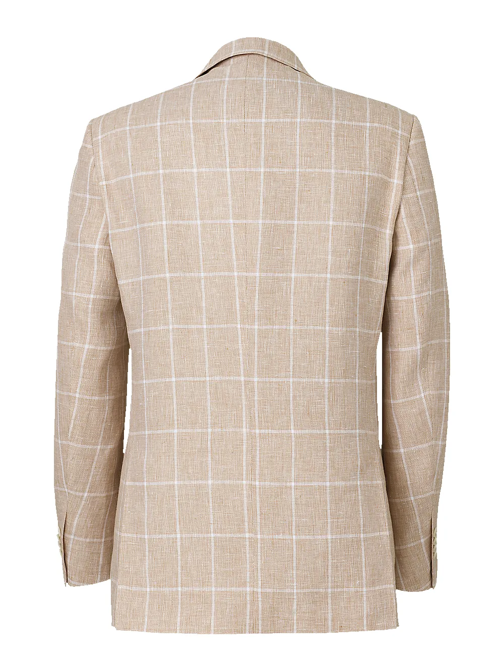 Linen Windowpane Single Breasted Notch Lapel Sport Coat - Tan sold by Paul Fredrick product image thumbnail 5