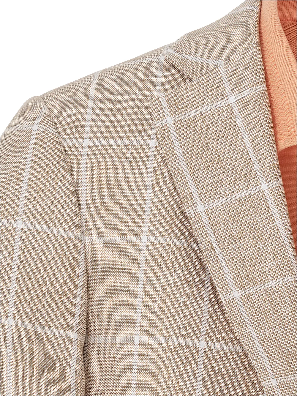 Linen Windowpane Single Breasted Notch Lapel Sport Coat - Tan sold by Paul Fredrick product image thumbnail 4