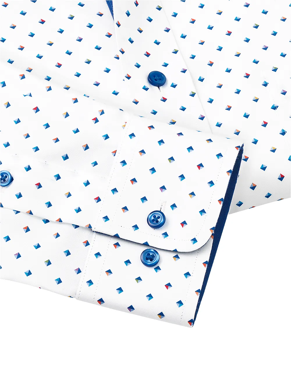 Non-Iron Cotton Diamond Print Dress Shirt With Contrast Trim - Multi sold by Paul Fredrick product image thumbnail 4