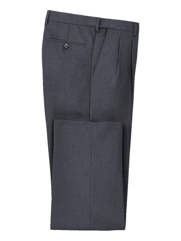 Microfiber Herringbone Pleated Pants - Grey sold by Paul Fredrick