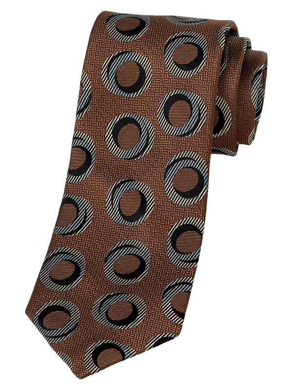Circles Woven Silk Tie - Brown sold by Paul Fredrick
