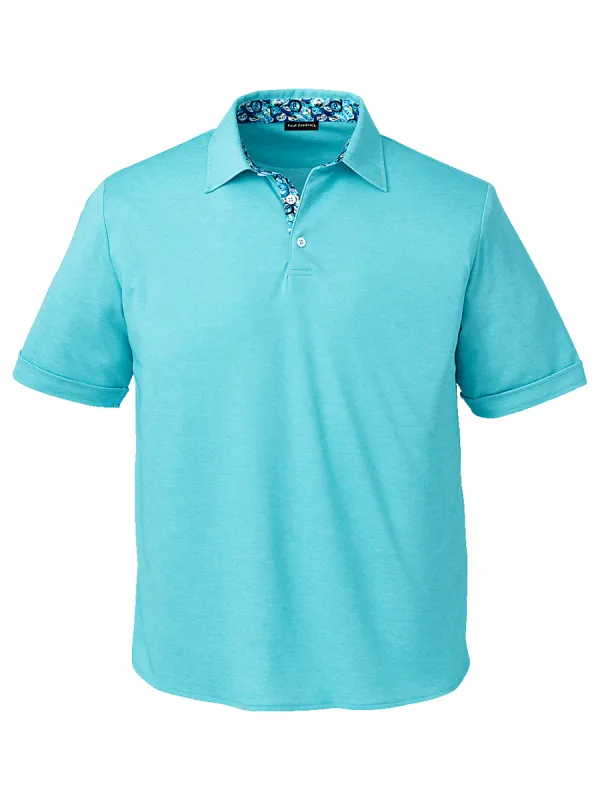 Cotton Blend Three Button Polo - Blue sold by Paul Fredrick