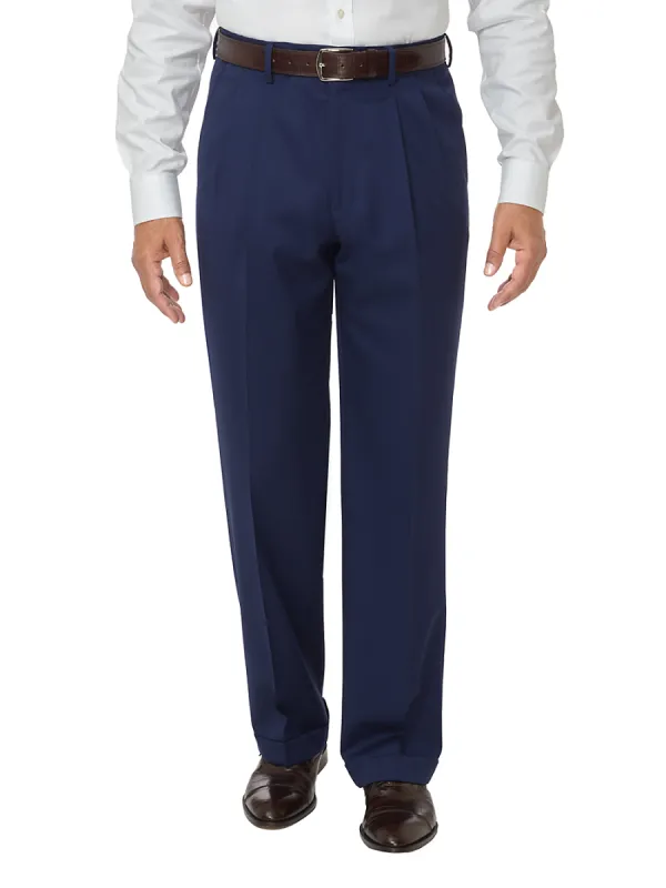 Super 120's Wool Pleated Pants - Navy sold by Paul Fredrick