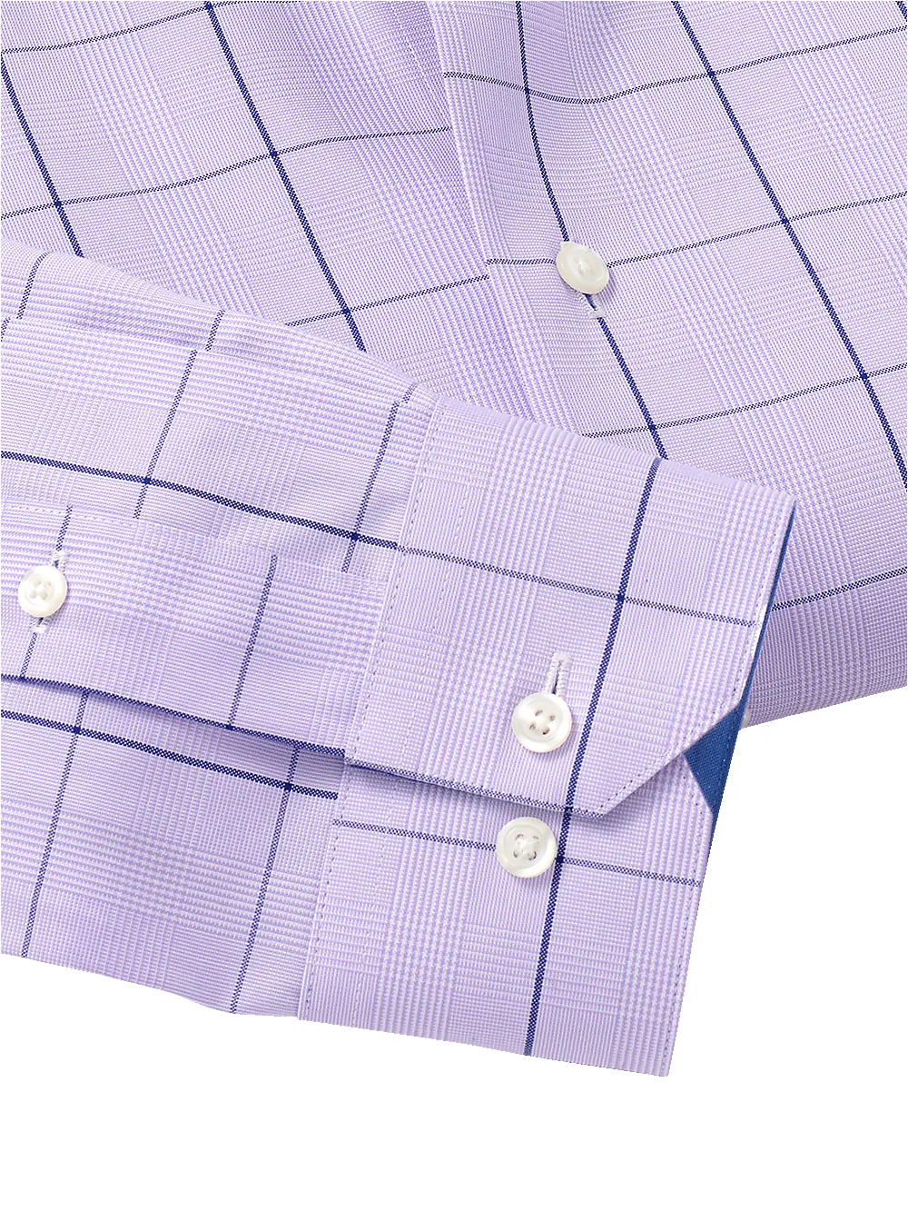 Non-Iron Cotton Check Dress Shirt With Contrast Trim - Purple sold by Paul Fredrick product image thumbnail 5