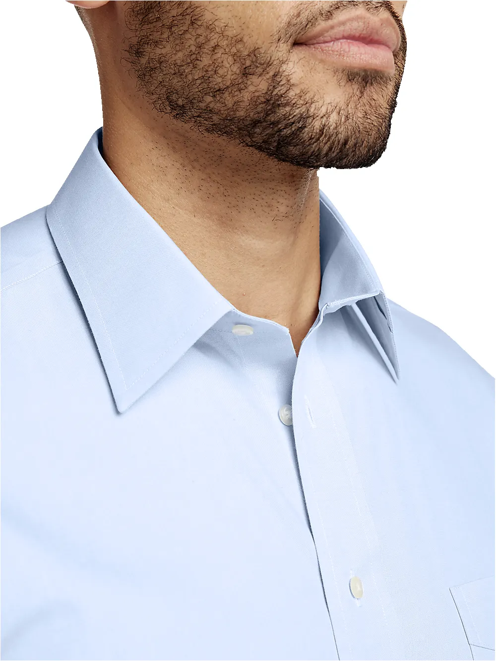 Non-Iron Cotton Pinpoint Solid Point Collar French Cuff Dress Shirt - Blue sold by Paul Fredrick product image thumbnail 3
