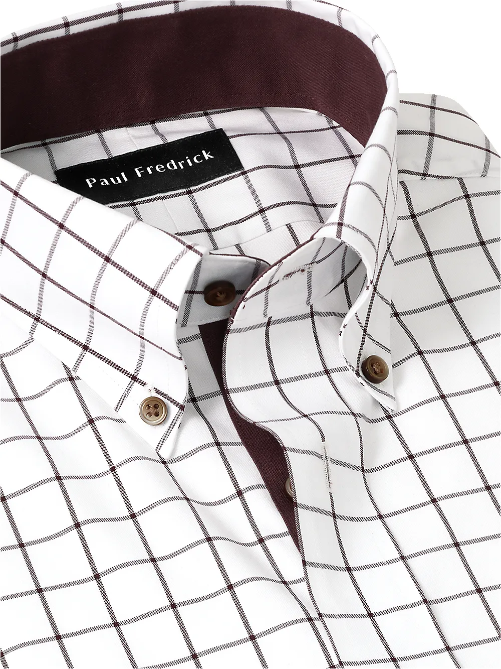 Comfort Stretch Non-Iron Check Dress Shirt With Contrast Trim - Brown sold by Paul Fredrick product image thumbnail 4