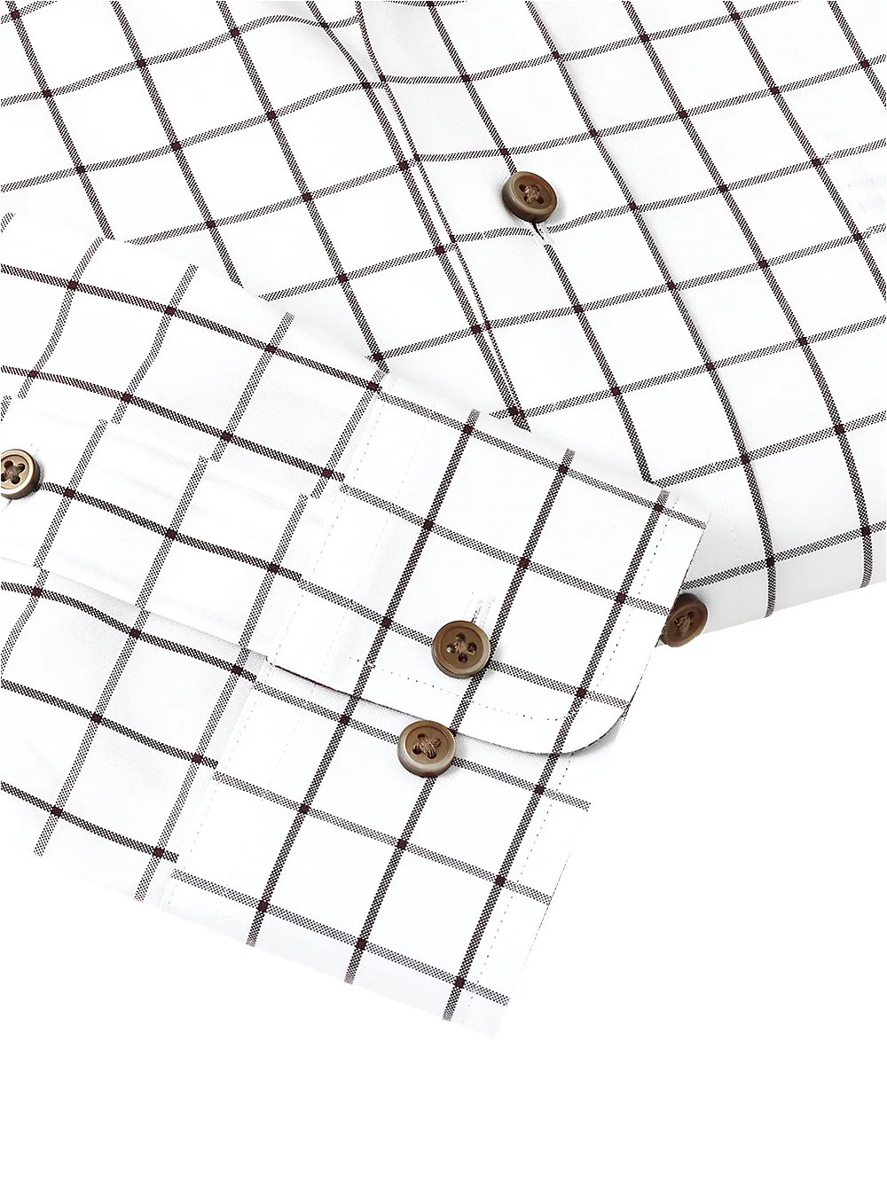 Comfort Stretch Non-Iron Check Dress Shirt With Contrast Trim - Brown sold by Paul Fredrick product image thumbnail 5