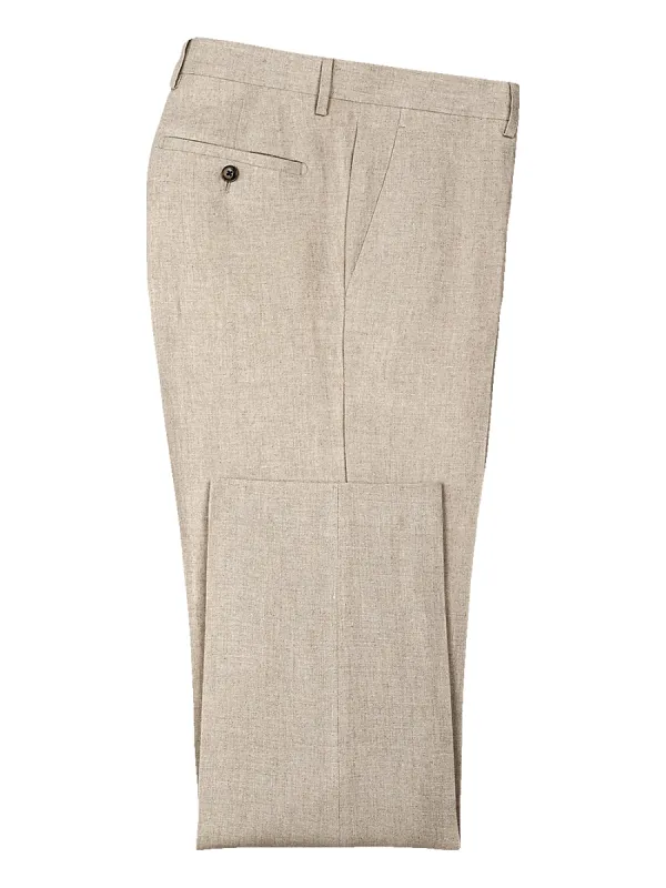 Linen Flat Front Pants - Natural sold by Paul Fredrick