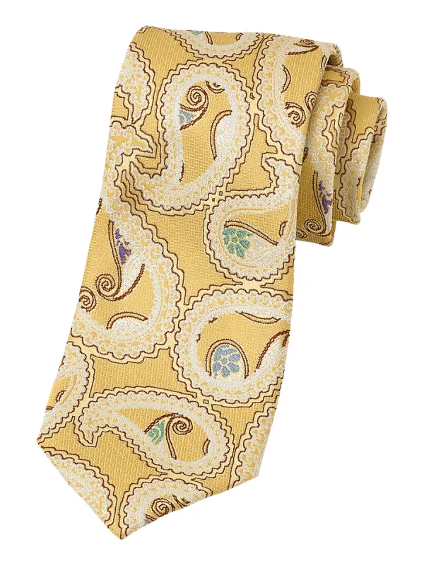 Paisley Woven Silk Tie - Yellow sold by Paul Fredrick