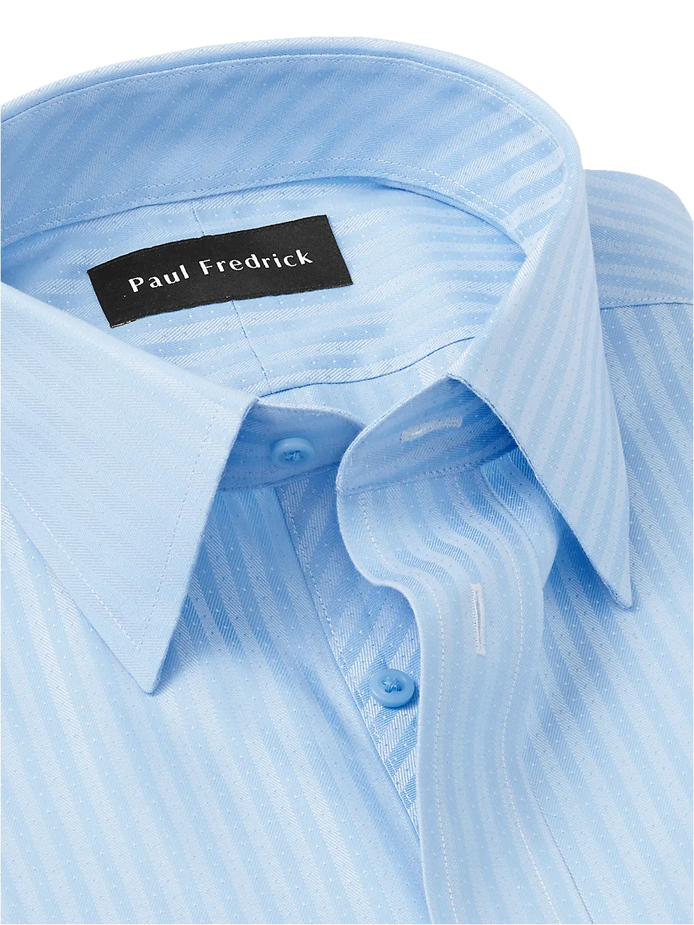 Non-Iron Cotton Stripe Dress Shirt - Blue sold by Paul Fredrick product image thumbnail 3