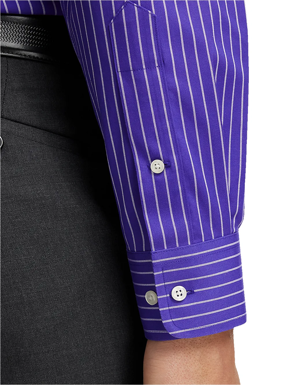 Comfort Stretch Non-Iron Stripe Dress Shirt - Purple sold by Paul Fredrick product image thumbnail 4