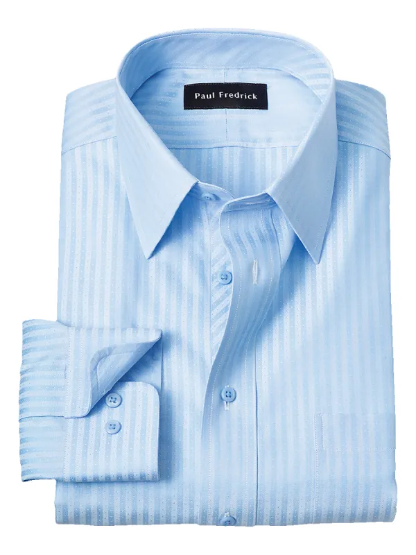 Non-Iron Cotton Stripe Dress Shirt - Blue sold by Paul Fredrick