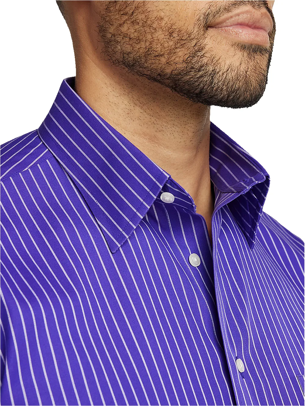 Comfort Stretch Non-Iron Stripe Dress Shirt - Purple sold by Paul Fredrick product image thumbnail 3