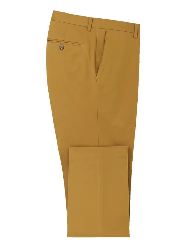 Cotton Stretch Twill Flat Front Pants - Dark Gold sold by Paul Fredrick