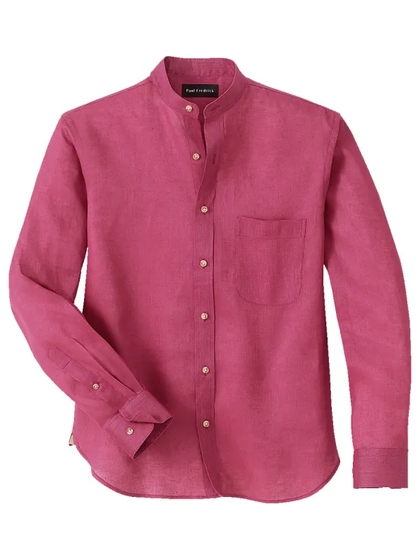 Linen Solid Casual Shirt - Berry sold by Paul Fredrick