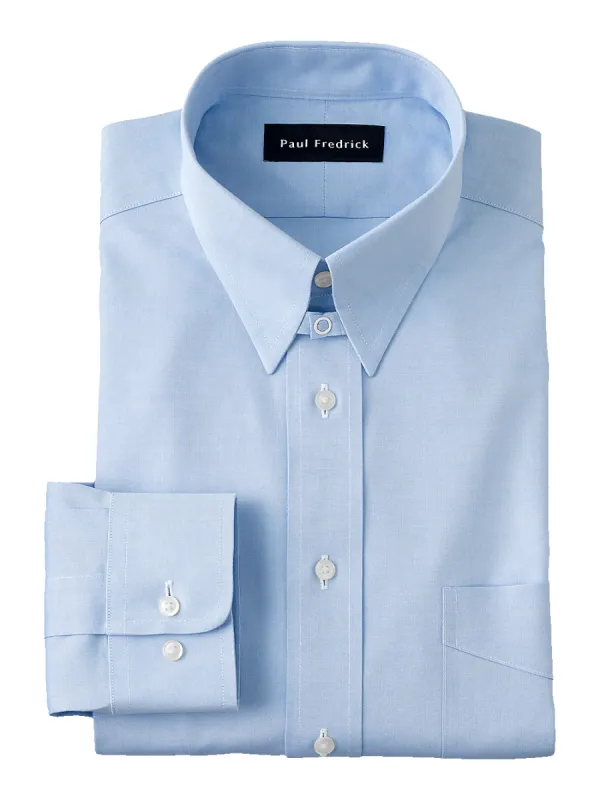 Non-Iron Cotton Pinpoint Solid Snap Tab Collar Dress Shirt - Blue sold by Paul Fredrick