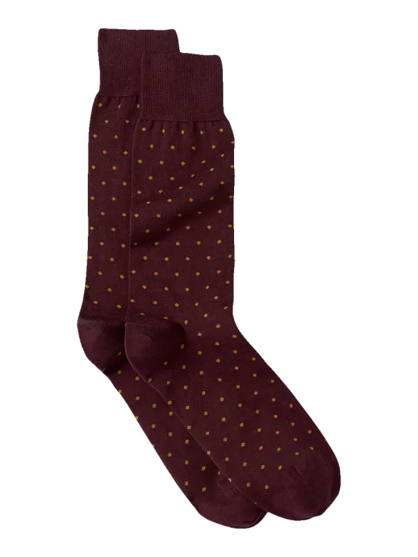 Dot Cotton Blend Sock - Burgundy Multi sold by Paul Fredrick