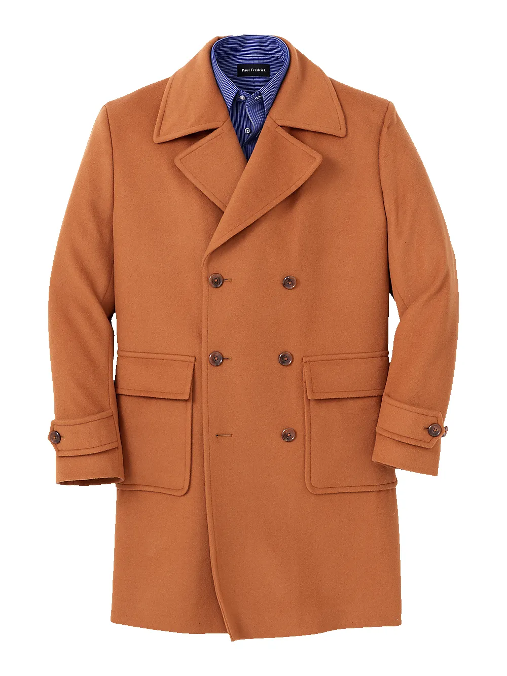 Wool Double Breasted Topcoat - Whiskey sold by Paul Fredrick