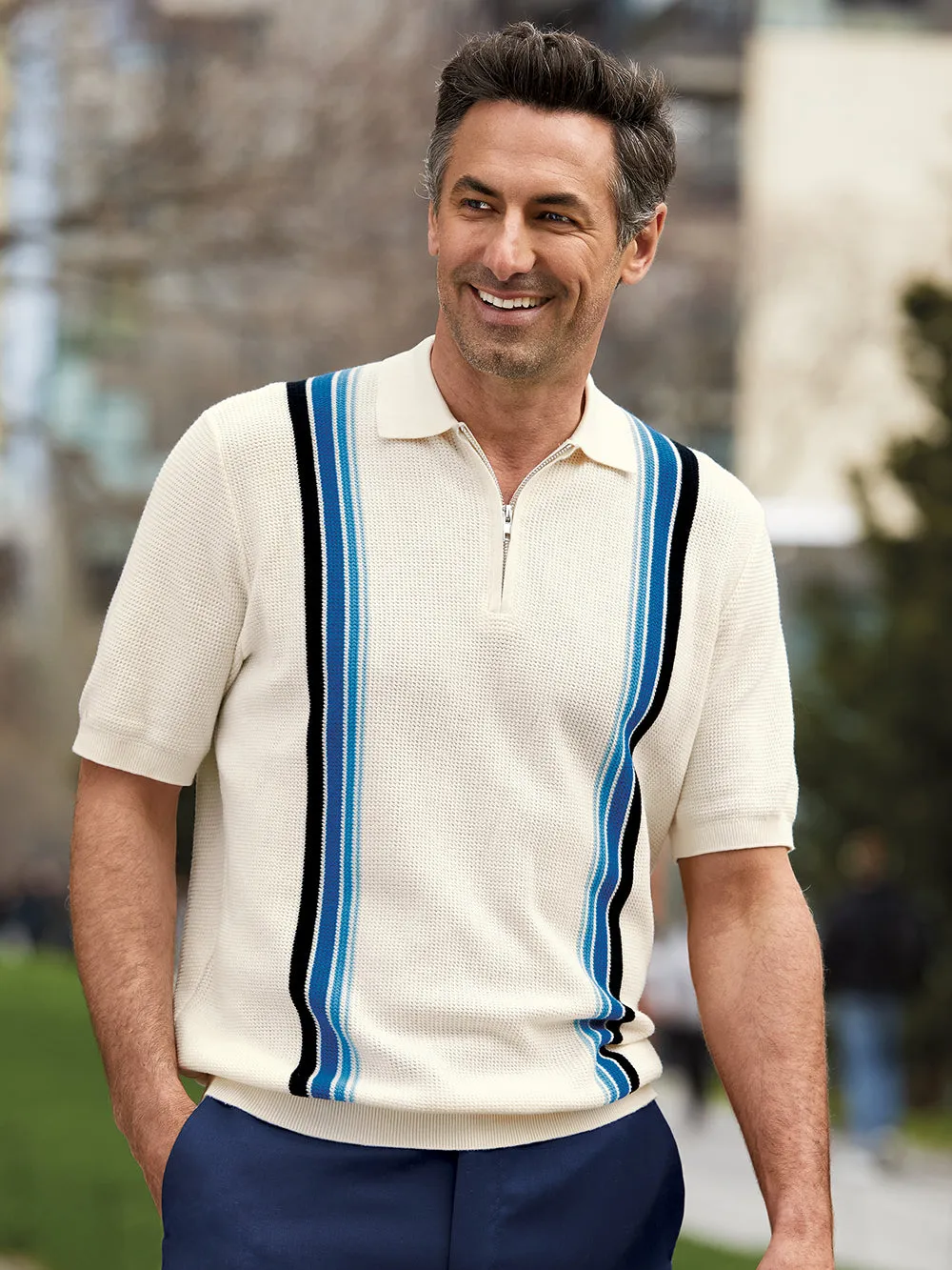 Cotton Quarter Zip Polo sold by Paul Fredrick product image thumbnail 2