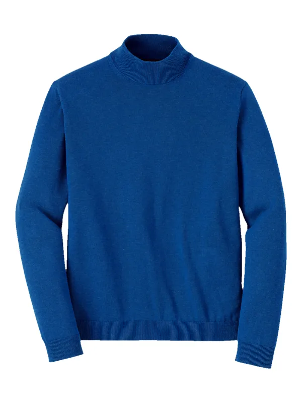 Supima Cotton Mock Neck Sweater - Blue sold by Paul Fredrick