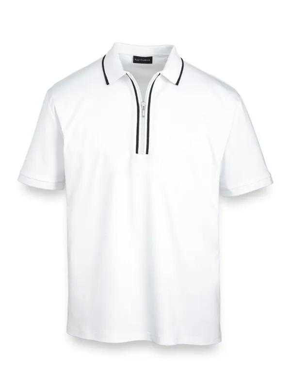 Mercerized Cotton Zip Polo sold by Paul Fredrick
