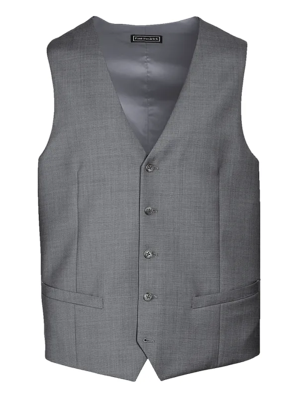 Classic Fit Sharkskin No Lapel Suit Vest - Grey sold by Paul Fredrick