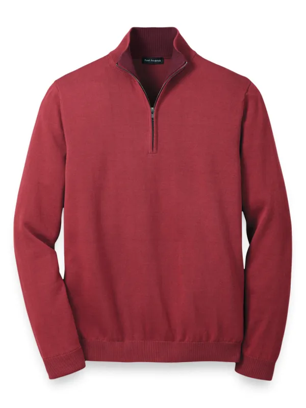 Supima Cotton Zip Mock Neck Sweater | Clearance sold by Paul Fredrick