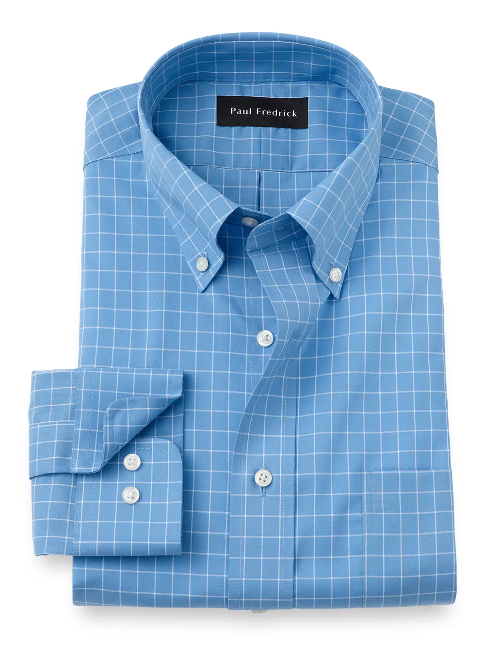 Non-iron Cotton Check Dress Shirt sold by Paul Fredrick