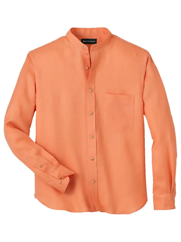 Linen Solid Casual Shirt - Coral sold by Paul Fredrick