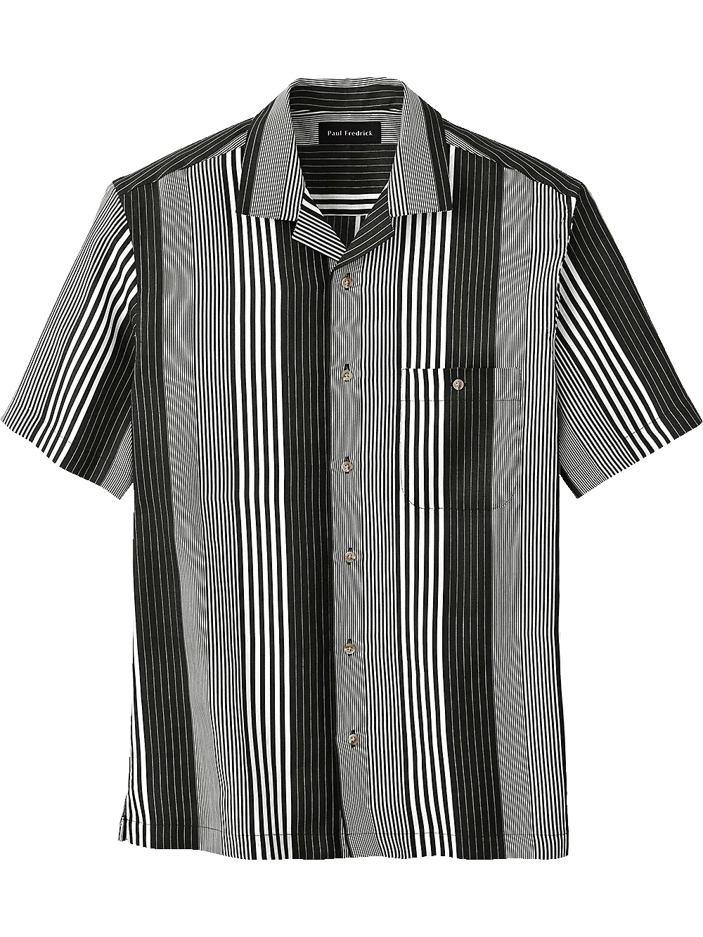 Linen Stripe Print Casual Shirt - Black/white sold by Paul Fredrick