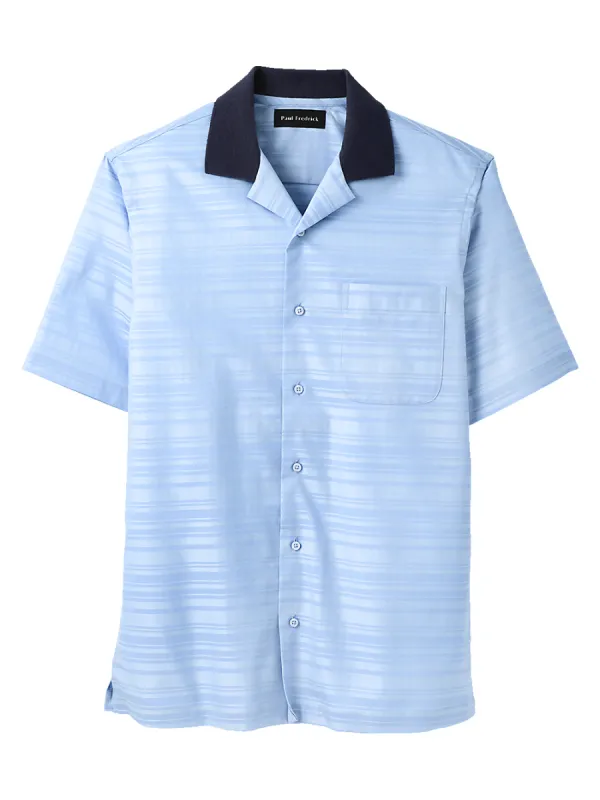 Knit Collar Casual Shirt - Light Blue sold by Paul Fredrick