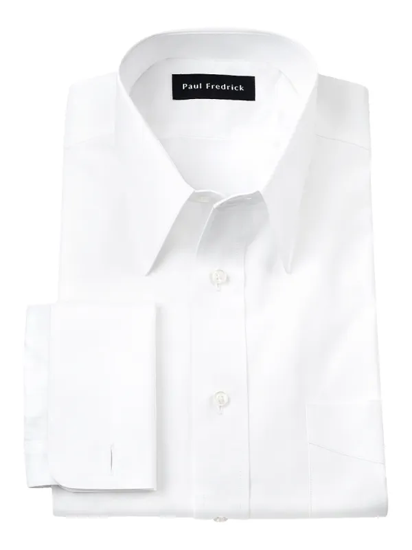 Pure Cotton Broadcloth Edge-stitched Straight Collar French Cuff Dress Shirt - White sold by Paul Fredrick