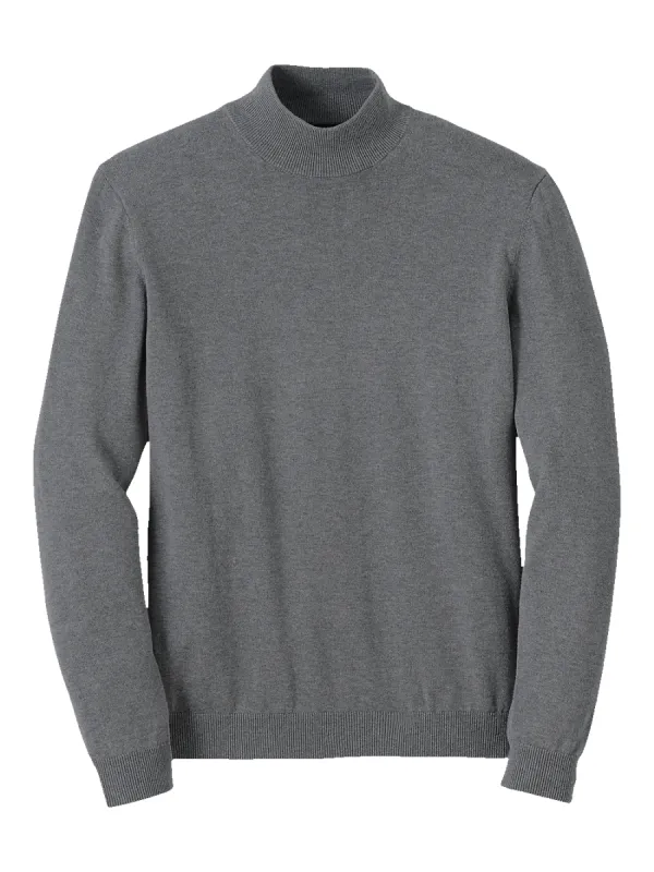 Supima Cotton Mock Neck Sweater - Medium Grey sold by Paul Fredrick