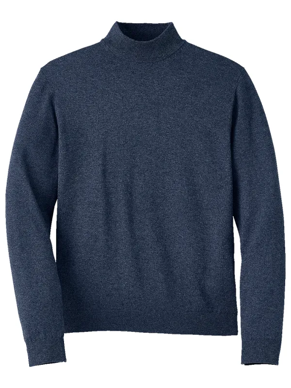 Silk Cotton And Cashmere Mock Neck Sweater - Navy sold by Paul Fredrick