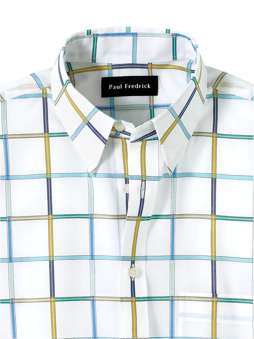 Cotton Windowpane Casual Shirt - Blue/yellow sold by Paul Fredrick product image thumbnail 2