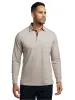 Cotton/Spandex Pique Three Button Polo - Taupe sold by Paul Fredrick