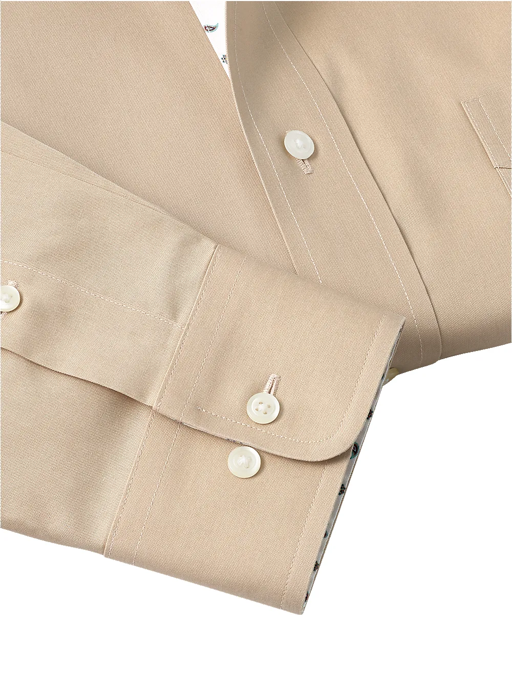 Non-Iron Cotton Solid Dress Shirt With Contrast Trim - Tan sold by Paul Fredrick product image thumbnail 4