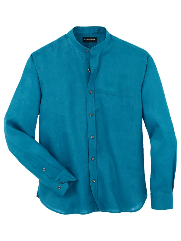 Linen Solid Casual Shirt - Teal sold by Paul Fredrick