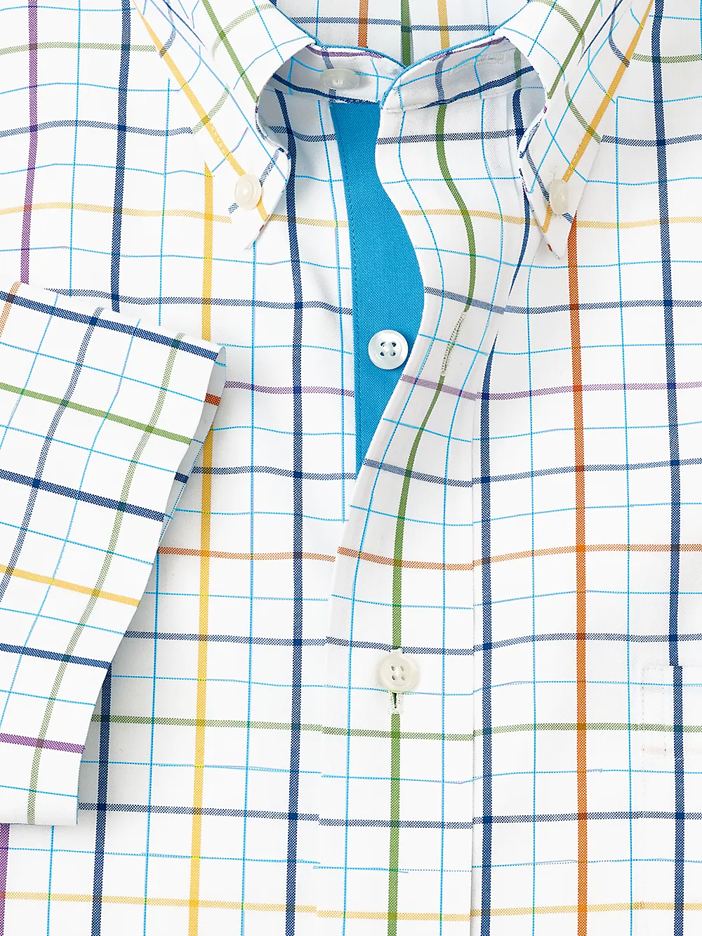 Comfort Stretch Non-Iron Tattersall Dress Shirt With Contrast Trim - Multi sold by Paul Fredrick product image thumbnail 2