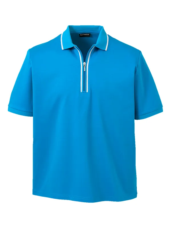 Mercerized Cotton Zip Polo - Turquoise sold by Paul Fredrick
