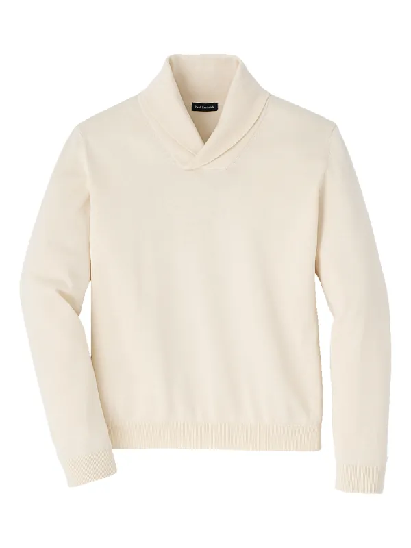 Supima Cotton Shawl Collar Sweater - Ivory sold by Paul Fredrick