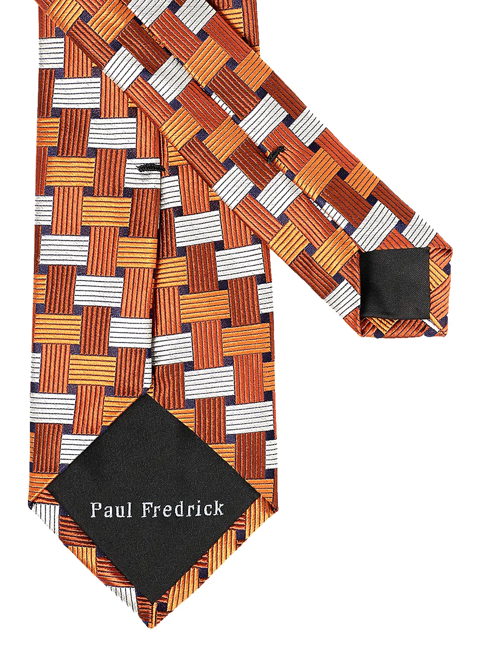 Basketweave Woven Silk Tie - Orange Multi sold by Paul Fredrick product image thumbnail 3