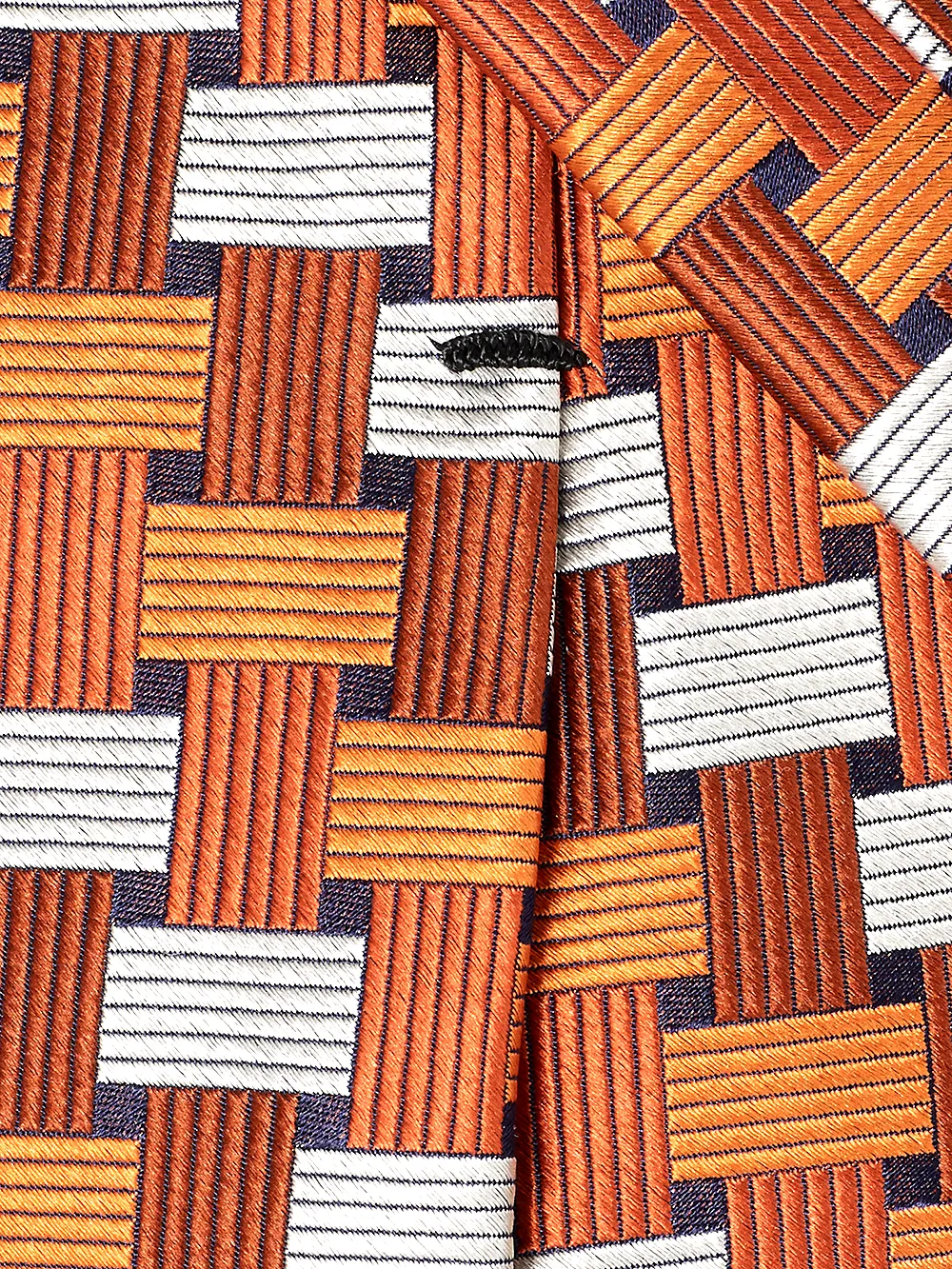 Basketweave Woven Silk Tie - Orange Multi sold by Paul Fredrick product image thumbnail 4