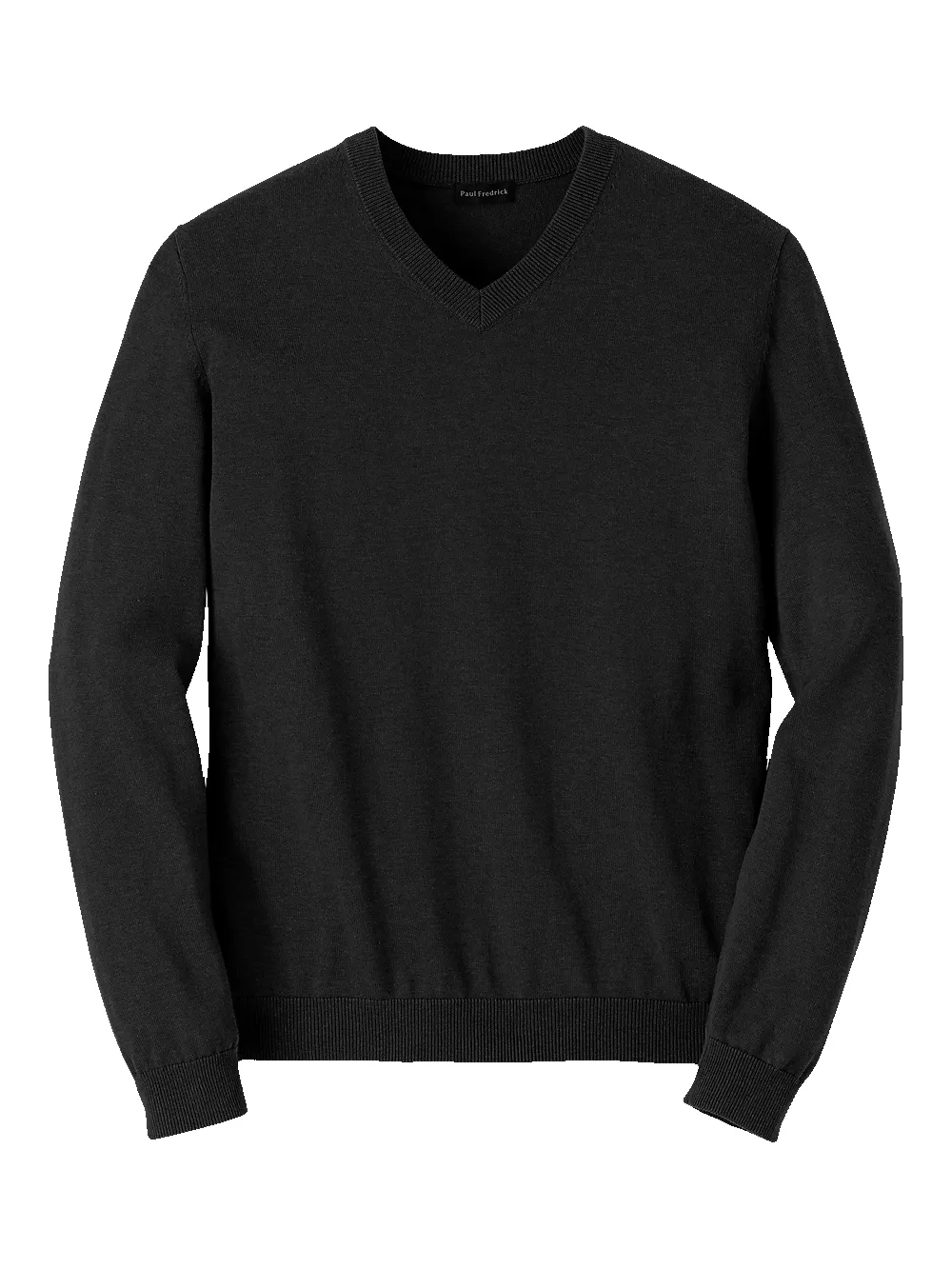 Supima Cotton V-neck Sweater - Black sold by Paul Fredrick