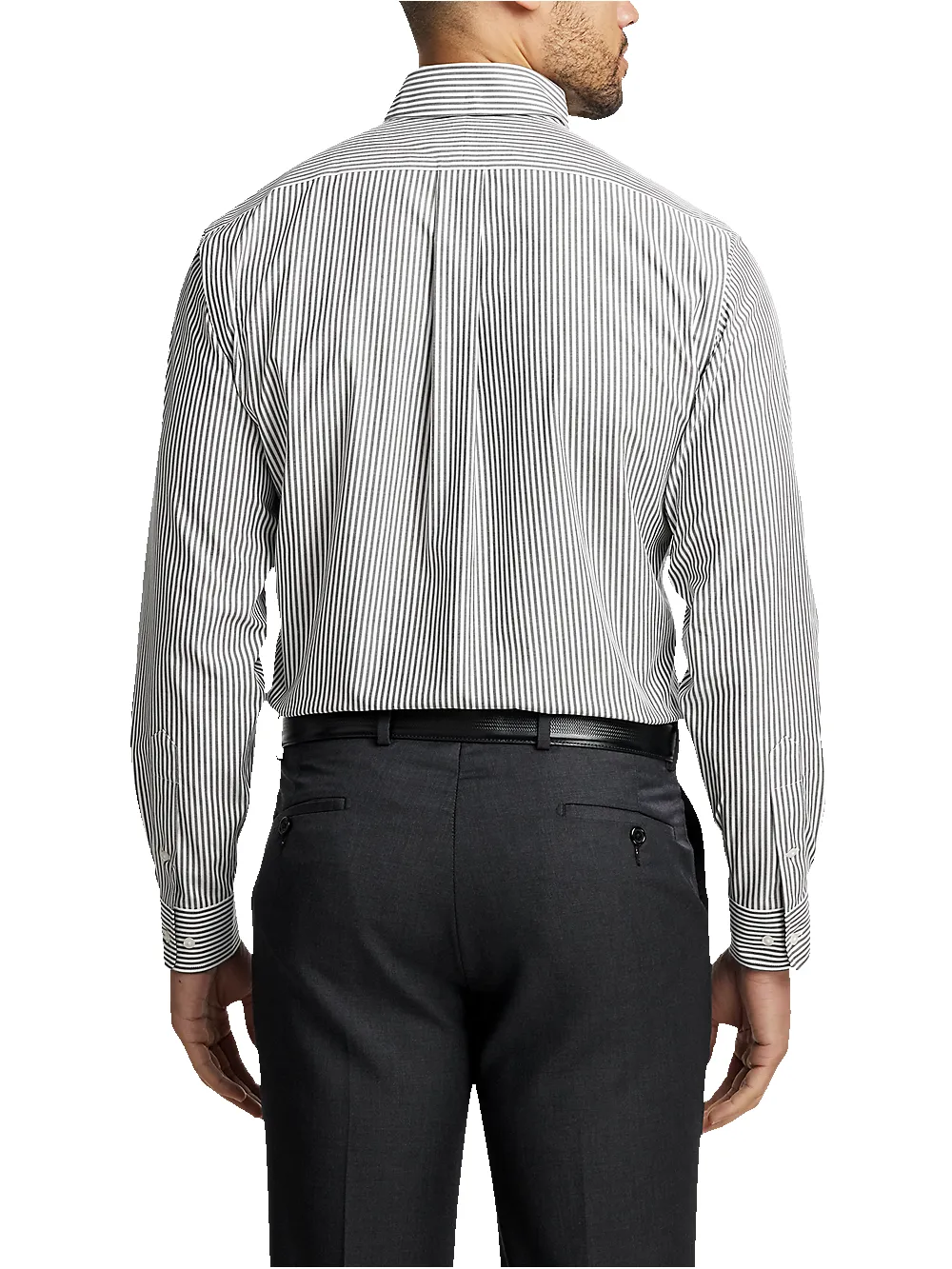 Non-Iron Cotton Stripe Dress Shirt With Contrast Trim - Black sold by Paul Fredrick product image thumbnail 5