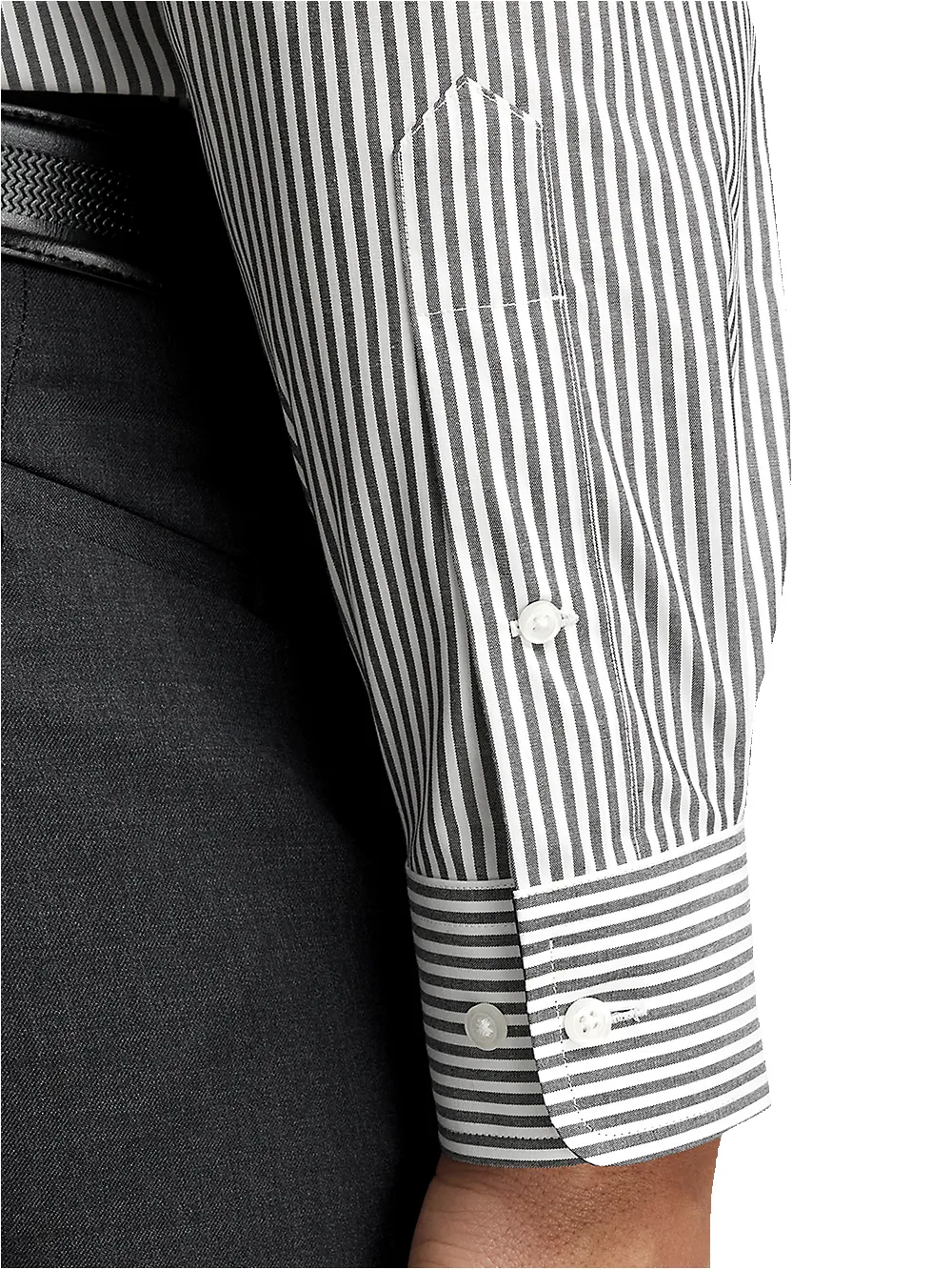 Non-Iron Cotton Stripe Dress Shirt With Contrast Trim - Black sold by Paul Fredrick product image thumbnail 4