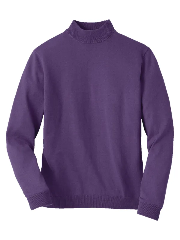 Silk Cotton And Cashmere Mock Neck Sweater - Purple sold by Paul Fredrick