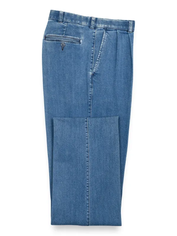 Pleated Denim Pants sold by Paul Fredrick